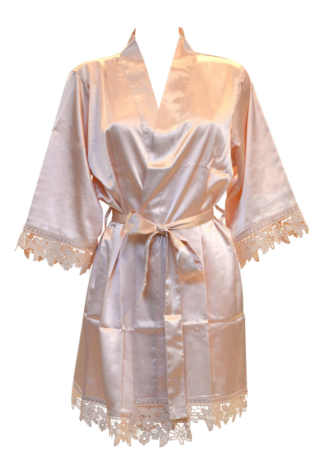 Silkeslen Kimono Morgonrock för brud och bröllop till möhippa och honeymoon - TopLady