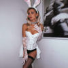 Lange, spisse kaninører med diadem Bunnygirl Halloween - TopLady