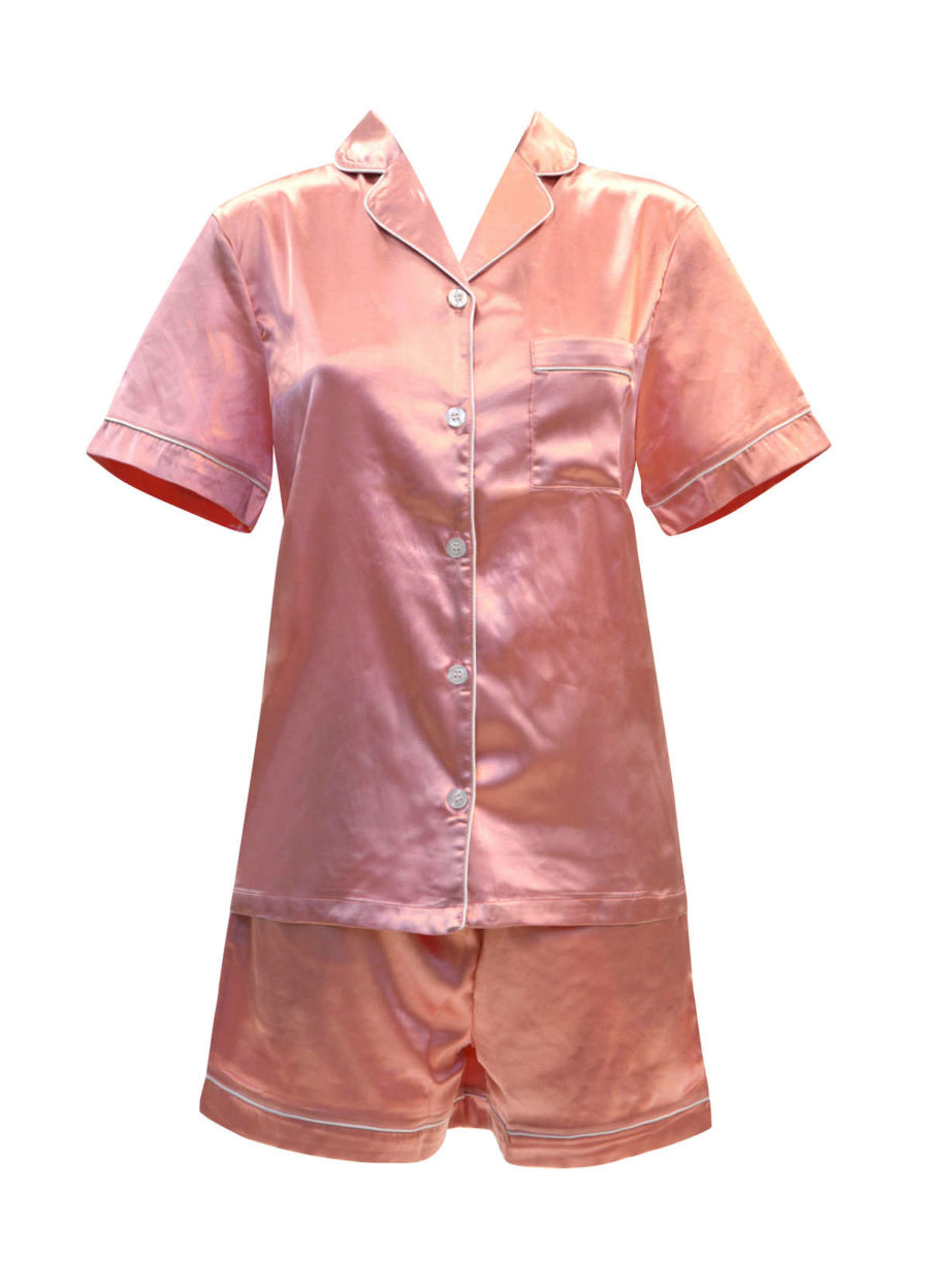 Satin pyjamas - Nat skjorte og Shorts