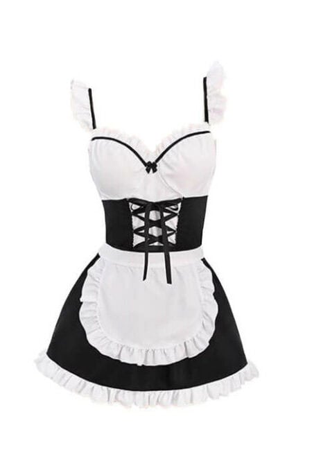 Fransk stuepige maskeradekostume - French Maid kjole med forklæde - TopLady Halloween